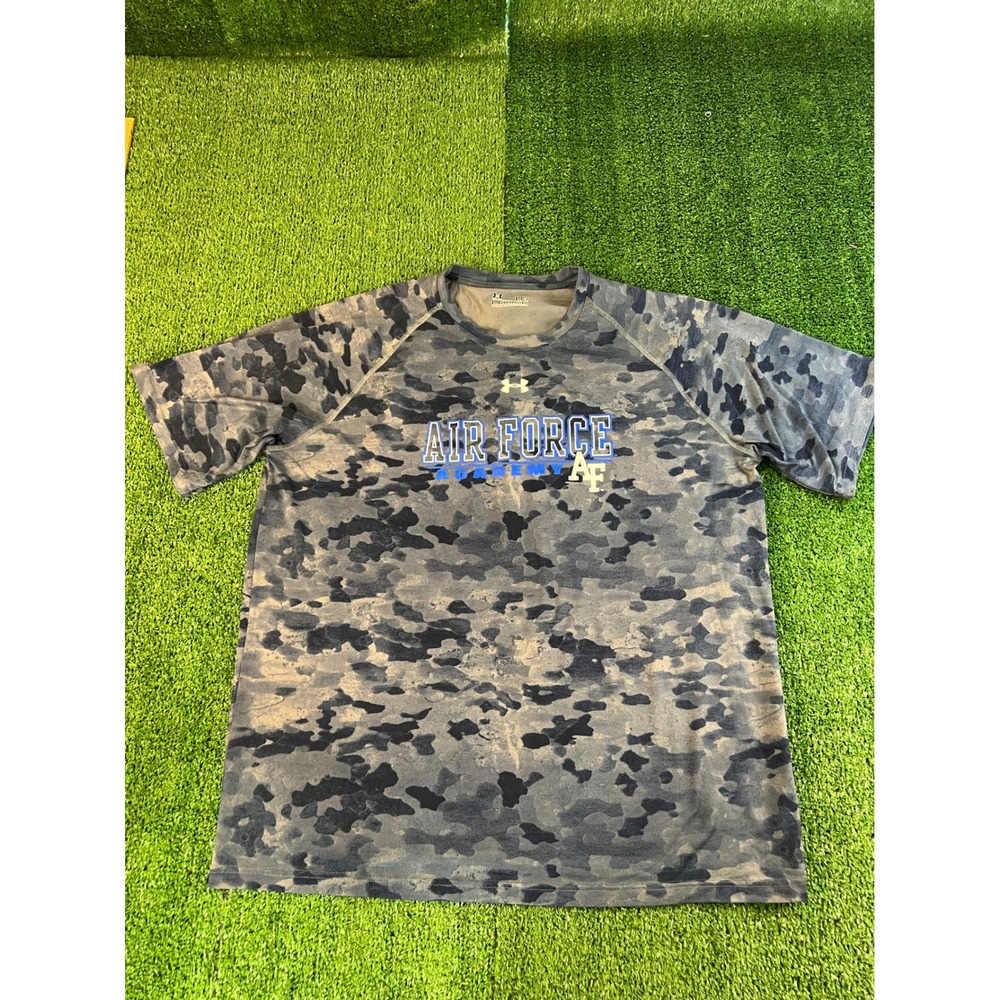 Under Armour Air Force Academy Camo Shirt Mens Large HeatGear Blue Grey